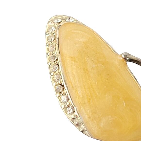 Vintage Butterfly Brooch Lot Enamel Rhinestone Gold Tone Pin Yellow Blue - Picture 4 of 12